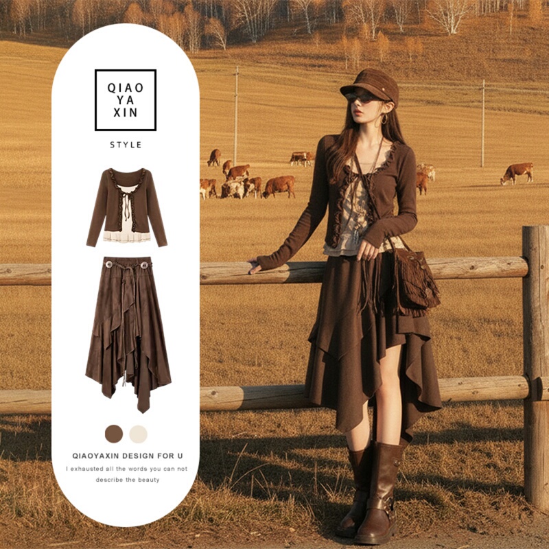 Prairie Xinjiang Tourism Melard Irregular Dress for Women Early Autumn 2026 New Style Very Beautiful Outfit Set Prairie Xinjiang Tourism Melard Irregular Dress for Women Early Autumn 2026 New Style Very Beautiful Outfit Set