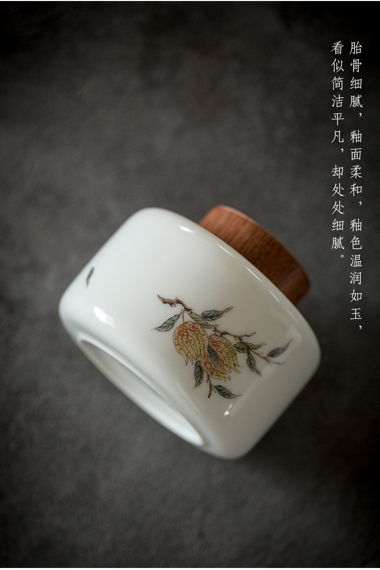 Dream ShuYu rhyme dehua white porcelain hand - made ceramic seal pot caddy fixings moistureproof household small POTS of tea warehouse