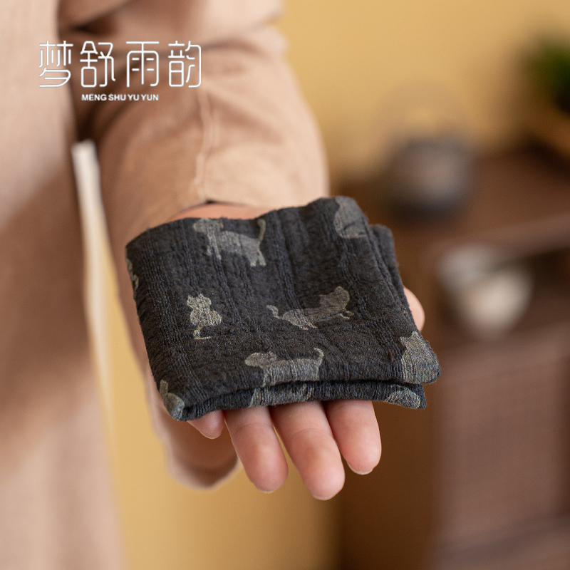 Chinese style Zen Absorbent Cat Tea Towel Tea Cloth Home Cotton Linen Cloth Tea Table Mat tea Road accessories Nourishing Pot scarab-Taobao