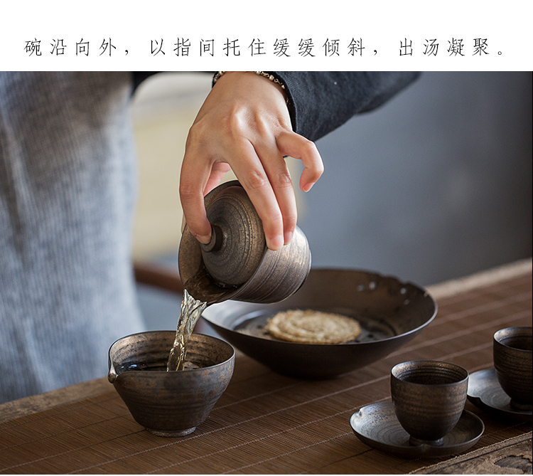 Dream ShuYu rhyme Japanese coarse pottery kung fu tea set hand grasp three only a single small tea tureen large cups restoring ancient ways