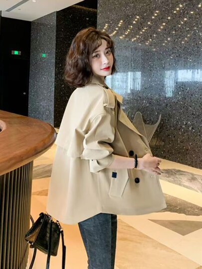 Темпераментная короткая ветровка для женщин, новинка весны 2025 года, костюм в корейском стиле с воротником и длинными рукавами, свободная повседневная куртка