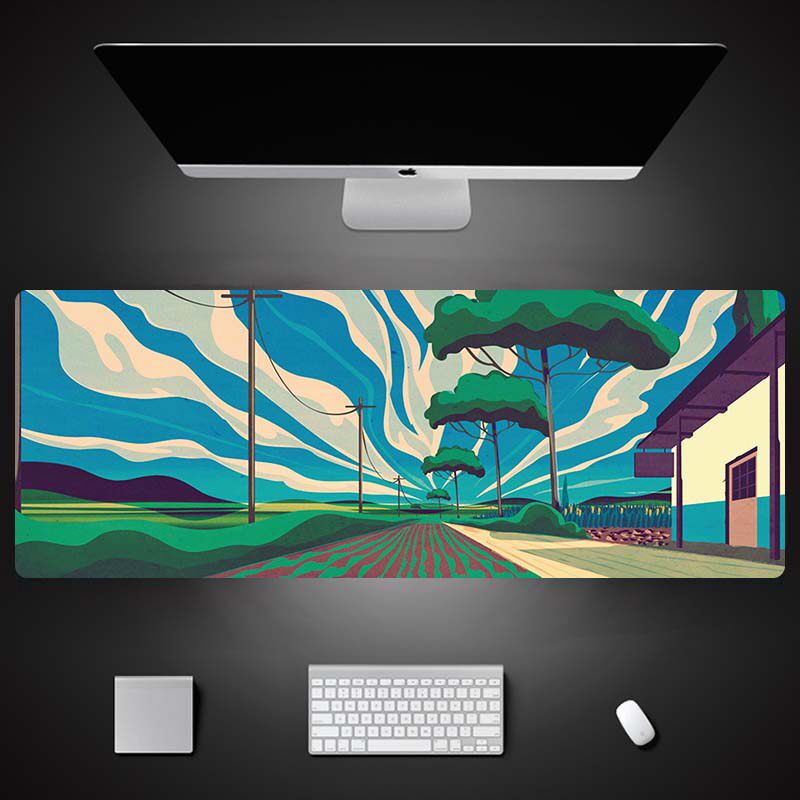 Pastoral style mouse pad Oversized thickened lock edge healing oil painting Office e-sports Home Ins wind Japanese desk pad