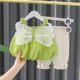 Baby girl wings sling suit 2023 summer new style children's Internet celebrity tops girls Korean style two-piece set Western style