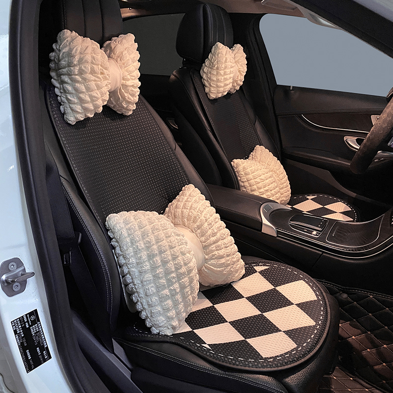 Car Cushions All Season Universal Summer Car Cushions Children God Nets Red Seat Cover Waist Against Non-slip Rhombus Seat Cushion