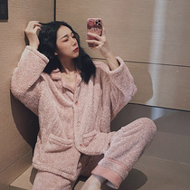 Home clothes women coral velvet winter pajamas women autumn and winter thick sweet can wear casual trousers long sleeve suit