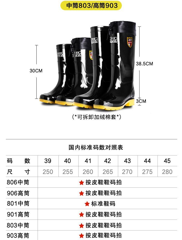 Sản phẩm mới mặc overshoes mùa hè có gân đáy giày đi mưa nam giày đi mưa nam ống cao người đàn ông màu đen giày đánh cá chống thấm nước giày chống trượt - Rainshoes