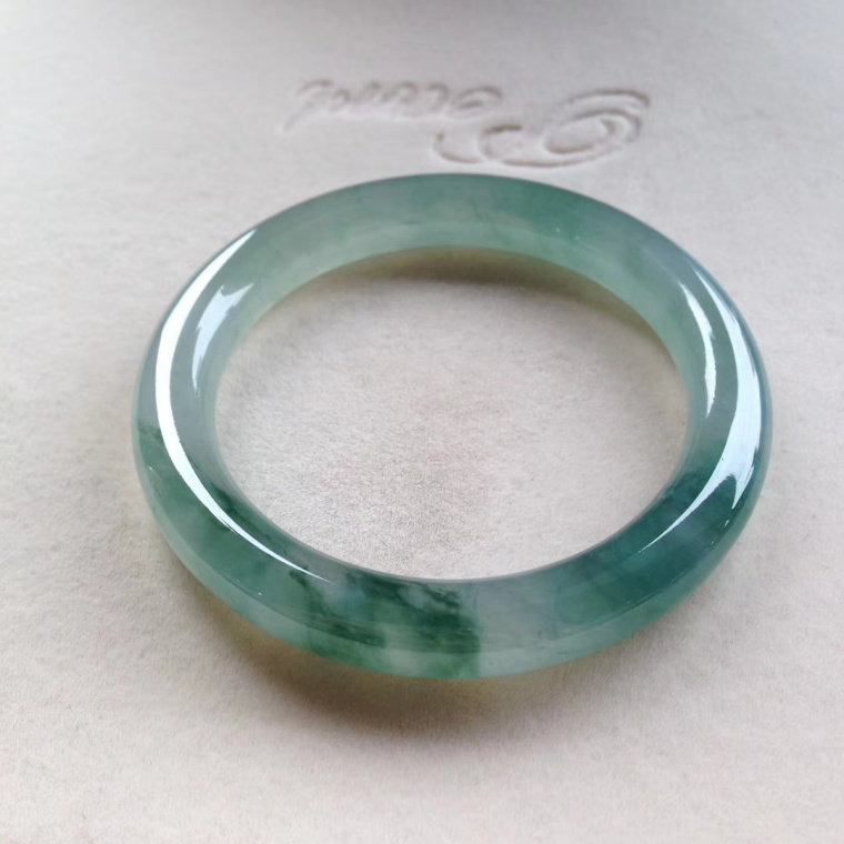 Old pit natural ice flower blue flower jade bracelet round Myanmar a sunny precious jade bracelet