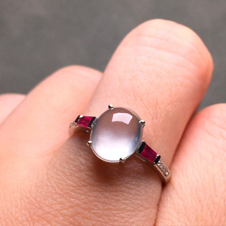 Emerald jade ring natural high ice seed egg noodles crystal clear with a 18K gold companion drilling girl with certificate A stock 