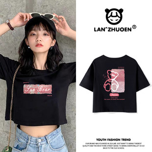 Short top women's t-shirt 2024 new summer short-sleeved niche design pure cotton cool high-end top