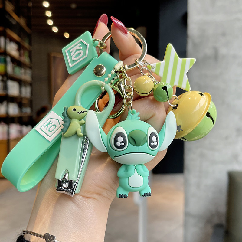 New creative key buckle pendant female ins cute bell Bell Cartoon Couple Car Key Necklace Bag hanging accessories