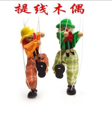 String puppet clown ຂອງຫຼິ້ນເດັກນ້ອຍເພື່ອອອກກໍາລັງກາຍຄວາມຍືດຫຍຸ່ນນິ້ວມືຂອງເດັກນ້ອຍ string puppet clown puppet ໄມ້