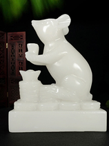 Natural jade twelve zodiac signs rat money rat ingot fortune rat rat home porch cashier crafts ornaments