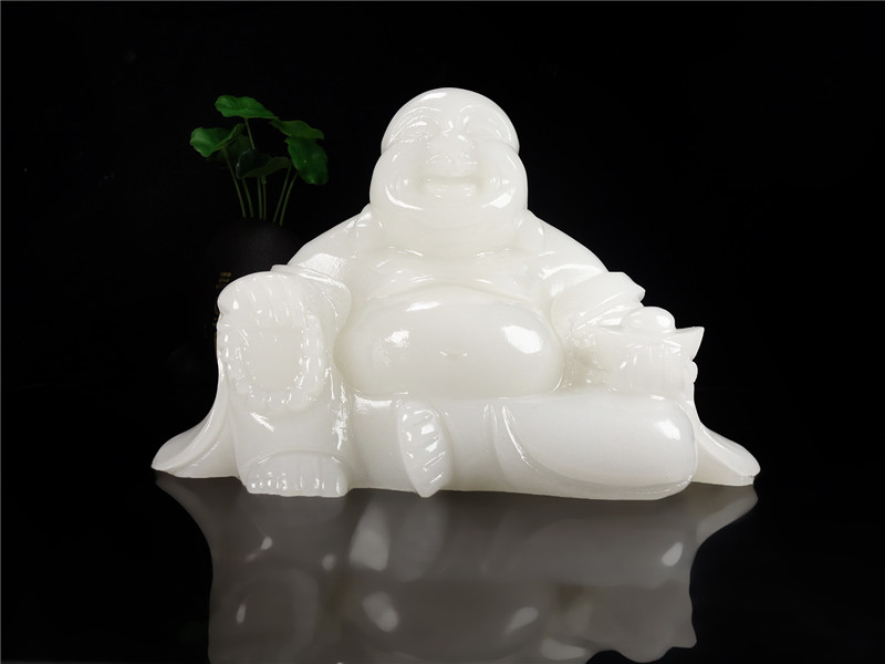 Natural jade Maitreya Buddha decoration home living room porch decoration home desktop safe big belly Buddha decorations