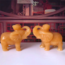 Jade elephant ornaments a pair of new Chinese home living room entrance office desktop Zhaocai Feng Shui water absorption of money