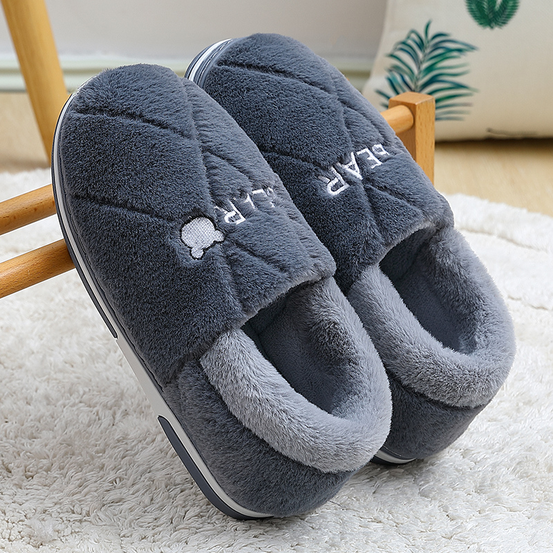 Men's cotton slippers winter indoor thick-soled couple home thickened outerwear plus velvet wrap feet warm slippers men's winter