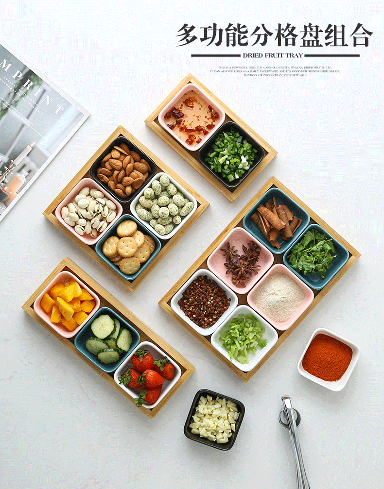 The Nordic idea Japanese bamboo frame ltd. ceramic foot bath hotels dip seasoning ingredients hotpot snacks flavor dishes