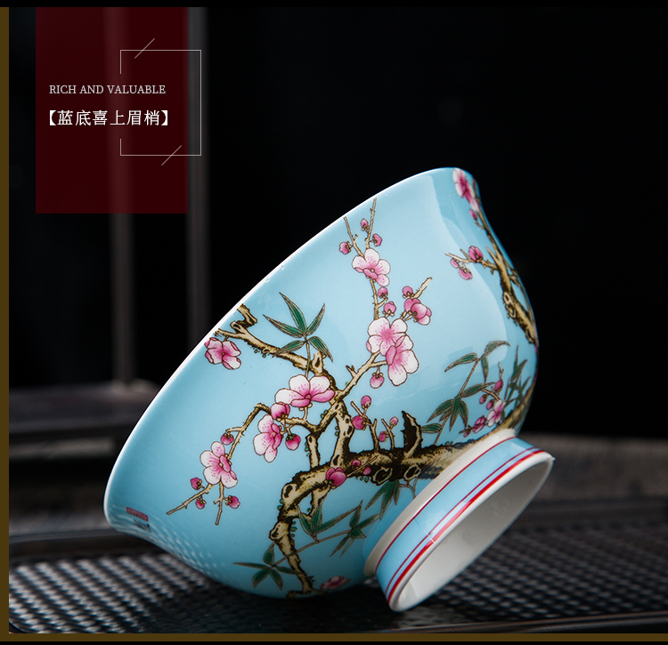 Wooden house product archaize colored enamel bowls of household use under high court job jingdezhen Chinese high - grade tableware