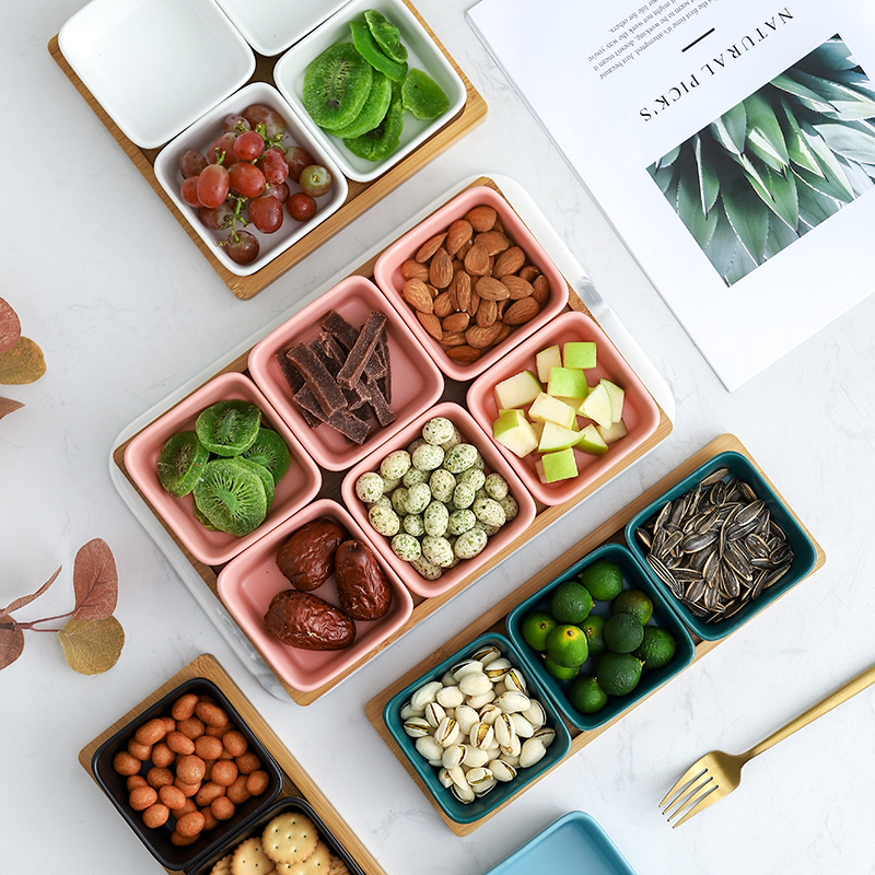 Creative Japanese ceramics bamboo frame fruit bowl sitting room dried fruit snacks of tea snacks all the candy dish