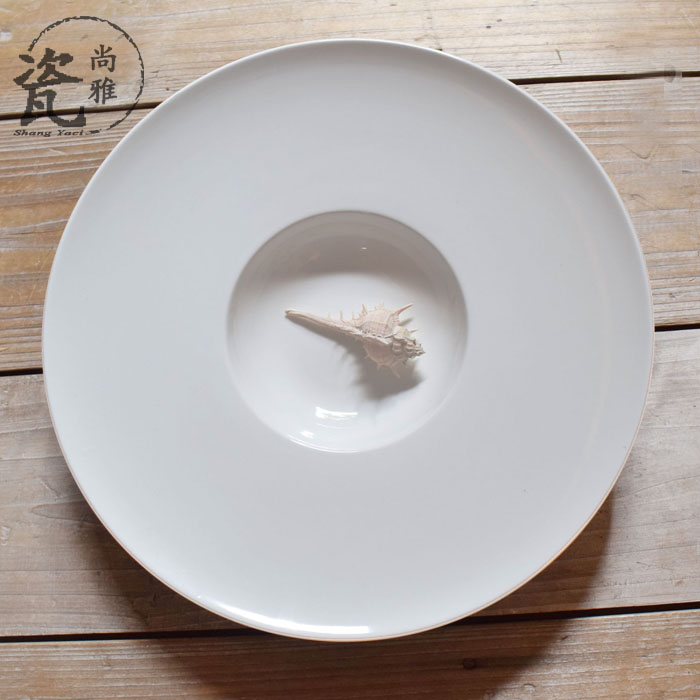 Contracted white straw tableware ceramic plate plate of pasta dish disc western - style food dish soup plate deep UFO home plate