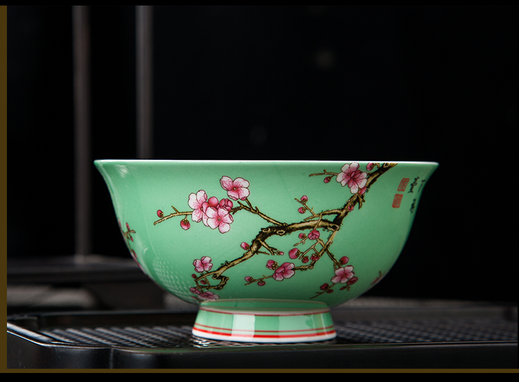 Wooden house product archaize colored enamel bowls of household use under high court job jingdezhen Chinese high - grade tableware