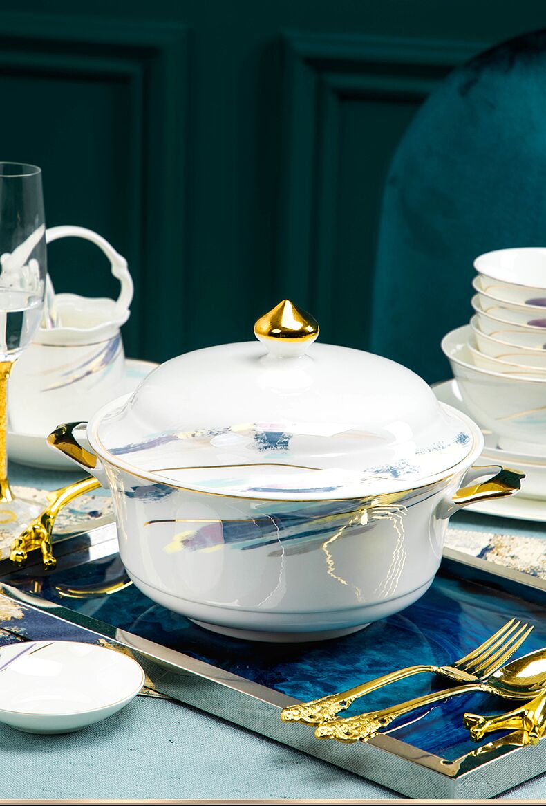 Wooden house product dishes suit household light the key-2 luxury of jingdezhen ceramic tableware suit new ipads China move Chinese dishes