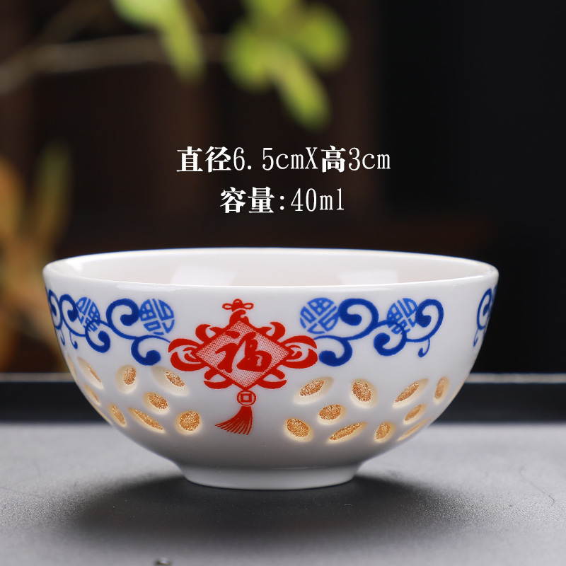 Blue and white porcelain tea set exquisite household honeycomb hollow out a whole set of ceramic kung fu tea teapot teacup tureen