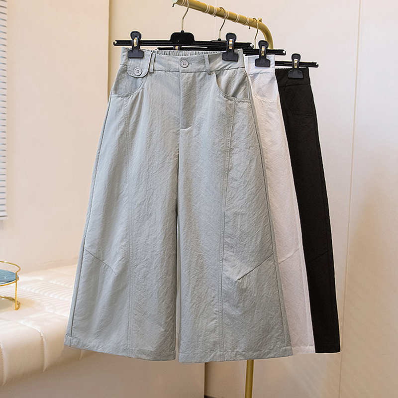 Workwear Casual Pants for Women, Summer Thin Cropped Pants, 2026 New Style, Mid-Length Pants, Plus Size, Loose Straight Wide-Leg Pants