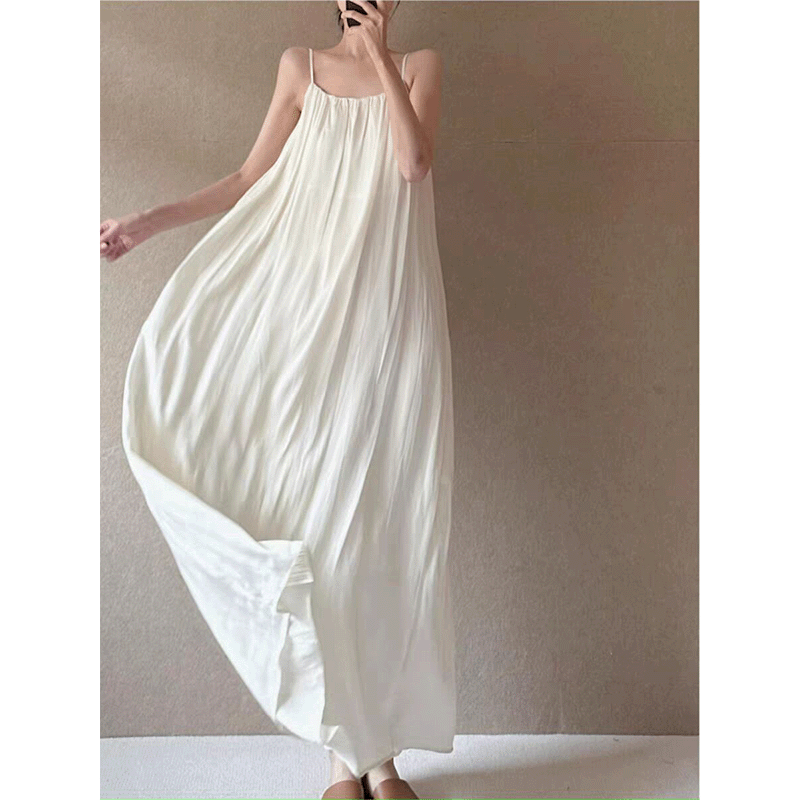 Sleeveless Cotton Slip Dress for Women, Summer 2026 New Style, Elegant Long Dress, Plus Size, Tummy-Covering Beach Dress Sleeveless Cotton Slip Dress for Women, Summer 2026 New Style, Elegant Long Dress, Plus Size, Tummy-Covering Beach Dress