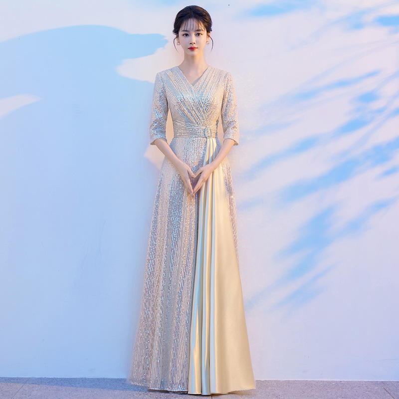 Red Song Choir Performance Costume Women's Long Dress 2026 New Sequined Elegant Gown Long Style Group Outfit Red Song Choir Performance Costume Women's Long Dress 2026 New Sequined Elegant Gown Long Style Group Outfit
