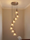 New Chinese-Style Mid-Century Staircase Chandelier for Open-Plan Duplex Stairwell, Long-Line Minimalist Wooden Chandelier