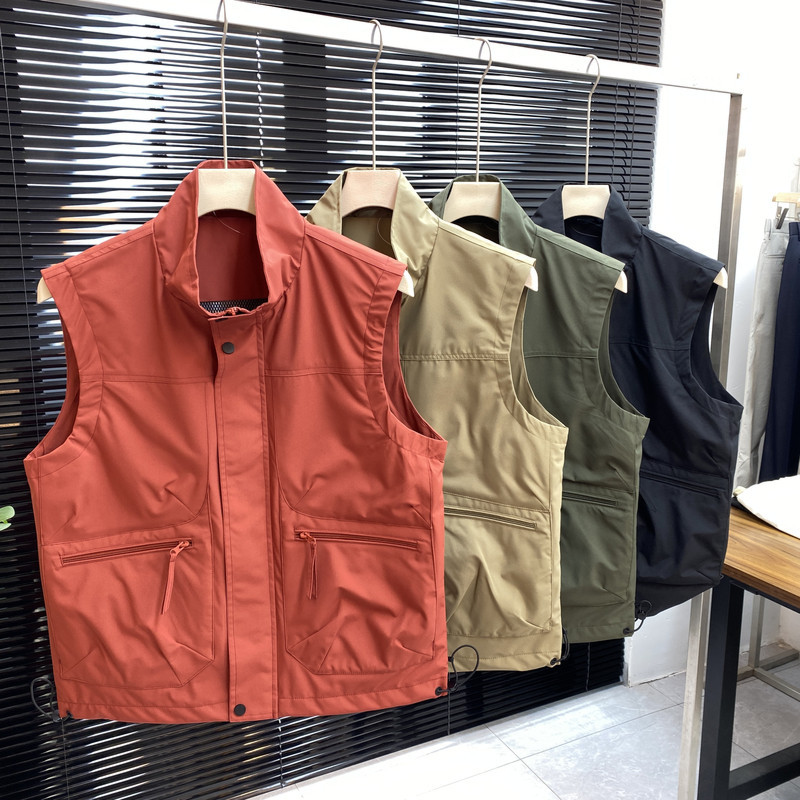 Work Vest for Men, Spring and Summer Thin Style, Outdoor Casual Vest, Fishing Multi-Pocket Large Size Loose Vest