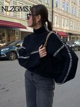 Nlzgmsj TRAF 2023 Cropped Sweaters for Women Turtleneck