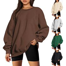 Womens Brushed Long Sleeve Pullover Sweatshirt 2023 Autumn