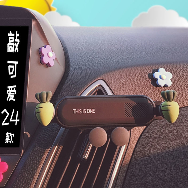 women's cute car mobile phone holder goddess car navigation inner support bracket car air outlet support clamp