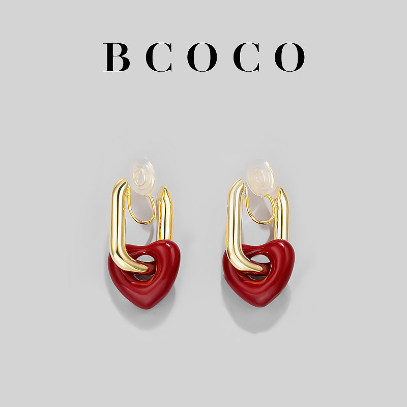 Suitable for Chinese New Year's earrings RED LOVING MOSQUITO COIL Ear Clip Women Without Ear accessories 2021 New ear buckles