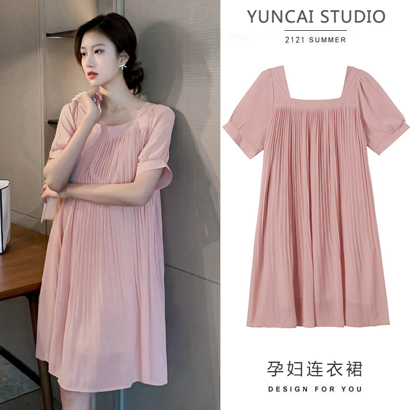Pregnant Woman Summer Dress Ocean Dress Snow Spinning Summer Thin Loose Fashion Temperament Outside 2021 New Little Submarine