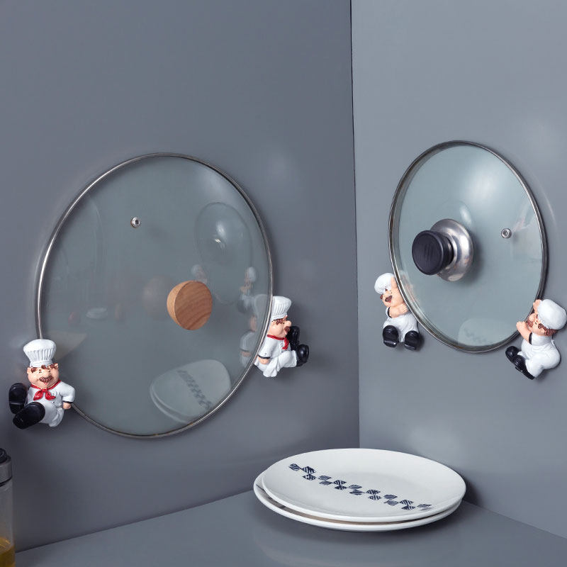 Pot cover rack kitchen hook shelf wall recommended storage artifact-free punching rack cute good things