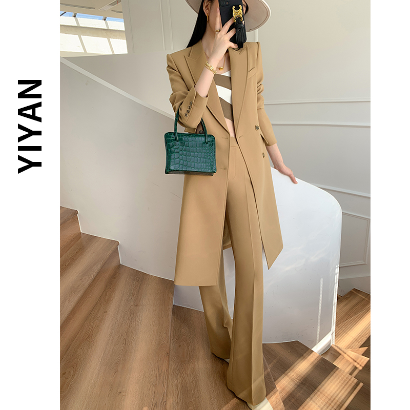 Western Suit Suit Woman Spring Autumn Winter Fashion Temperament Big Premium Casual Inglust Ingléo senior feel Long version suit jacket