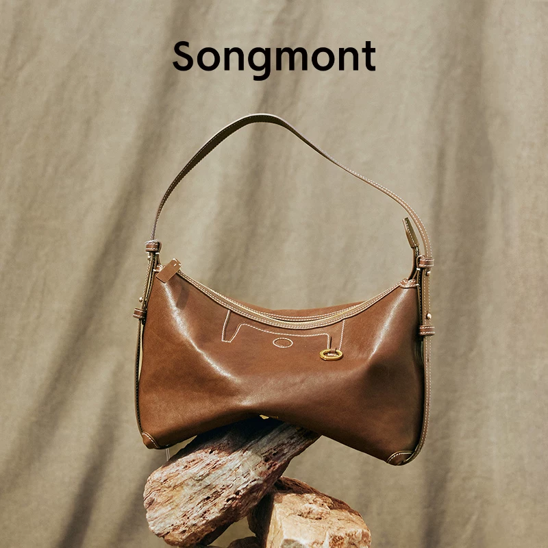 Songmont На горе есть сосновая полоса серия shallow HOBO сумки из дубления мясной кожи для повседневной носки, подмышки, пельмени, сумка-думплинг женская