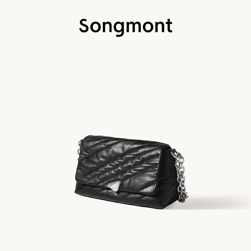 Songmont Mountain under the Pine Beach Series Messenger Bag Single Shoulder Crossbody Handbag First Layer Cowhide Leather Chain Small Square Bag Songmont Mountain under the Pine Beach Series Messenger Bag Single Shoulder Crossbody Handbag First Layer Cowhide Leather Chain Small Square Bag
