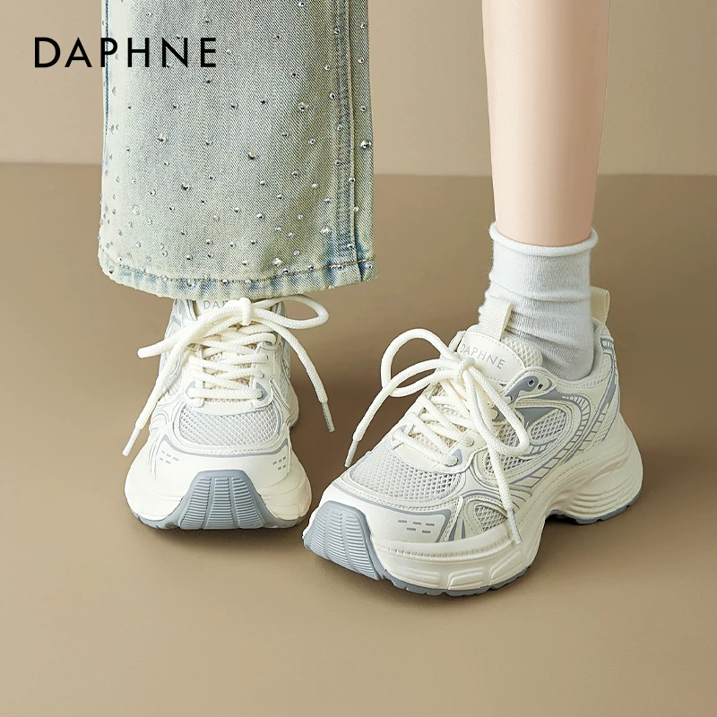 Daphne Silver Dad Shoes Women's 2026 New Summer Popular Thick-Soled Sports Shoes Increased Breathable Women's Shoes