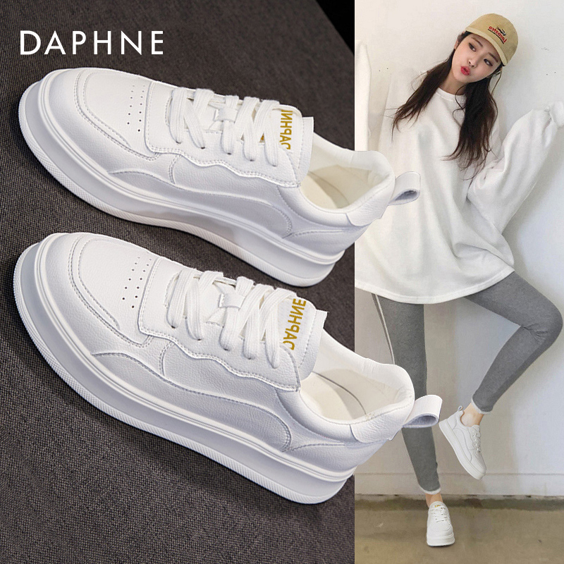 Daphne little white shoes women's shoes 2023 new spring autumn 100 lap thick bottom casual sports board shoes ins Chaobou shoes-Taobao