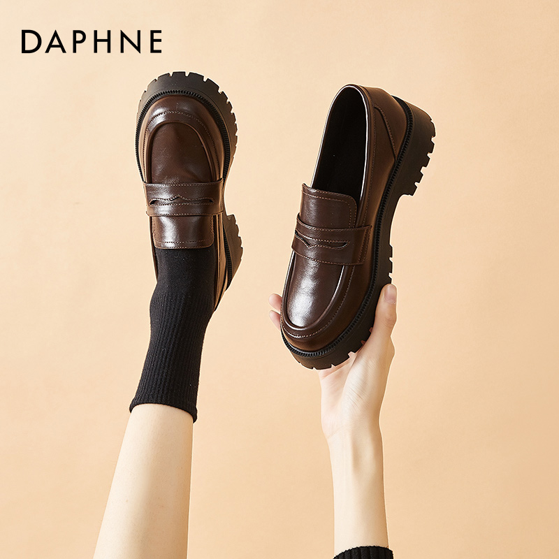 Daphne small leather shoes Women Inn Wind Thickness Bottoms Lefu Shoes 2022 New Autumn Summer Jk Shoes Retro Brown Single Shoes