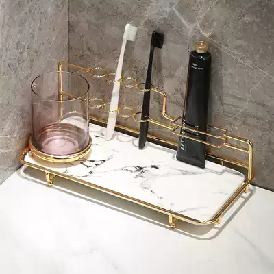 Light luxury powder room bathroom table desktop high-end electric toothbrush holder Hand washing sink storage box storage shelf