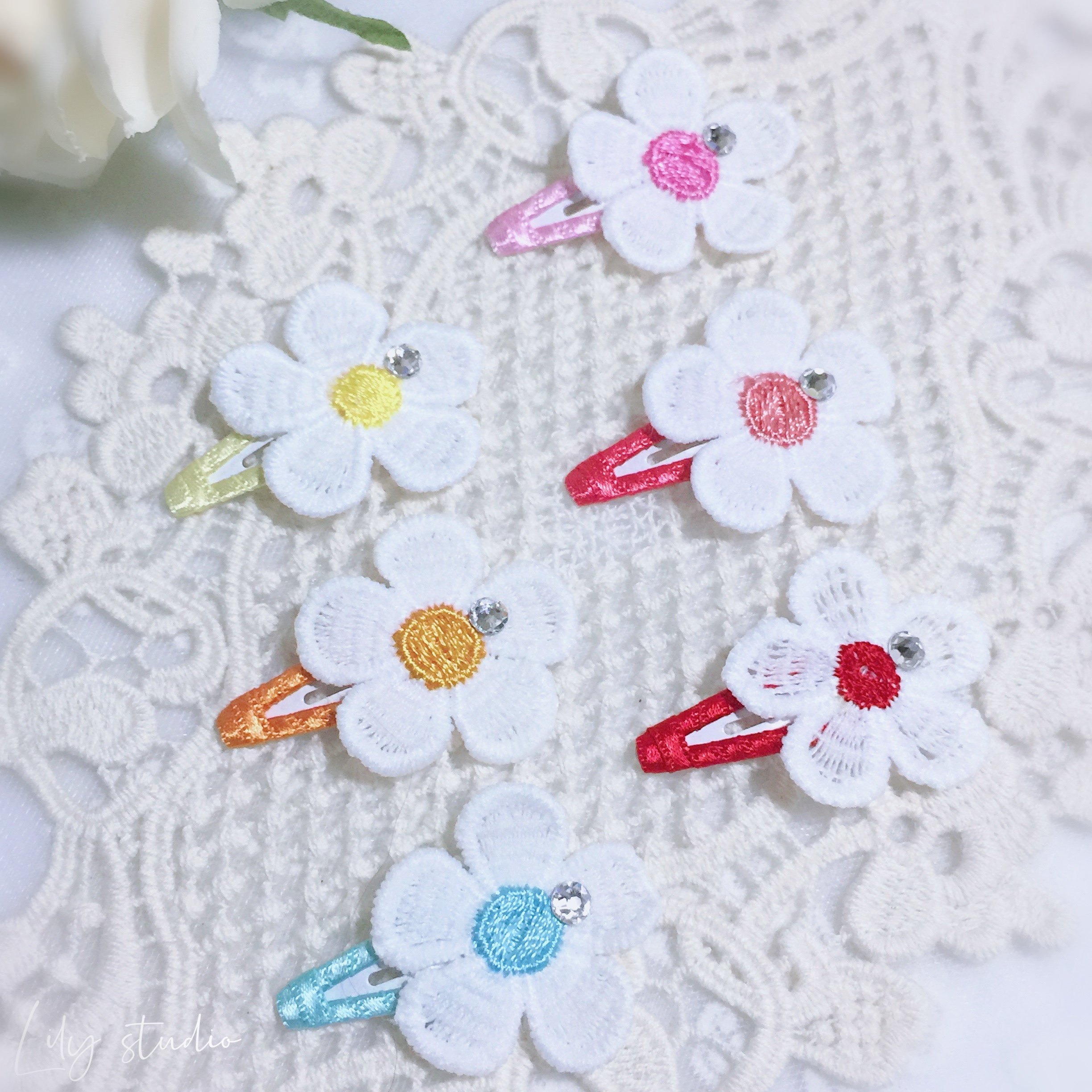 Lily studio handmade pet headwear Maltese Yorkshire Teddy imported lace frangipani BB clip