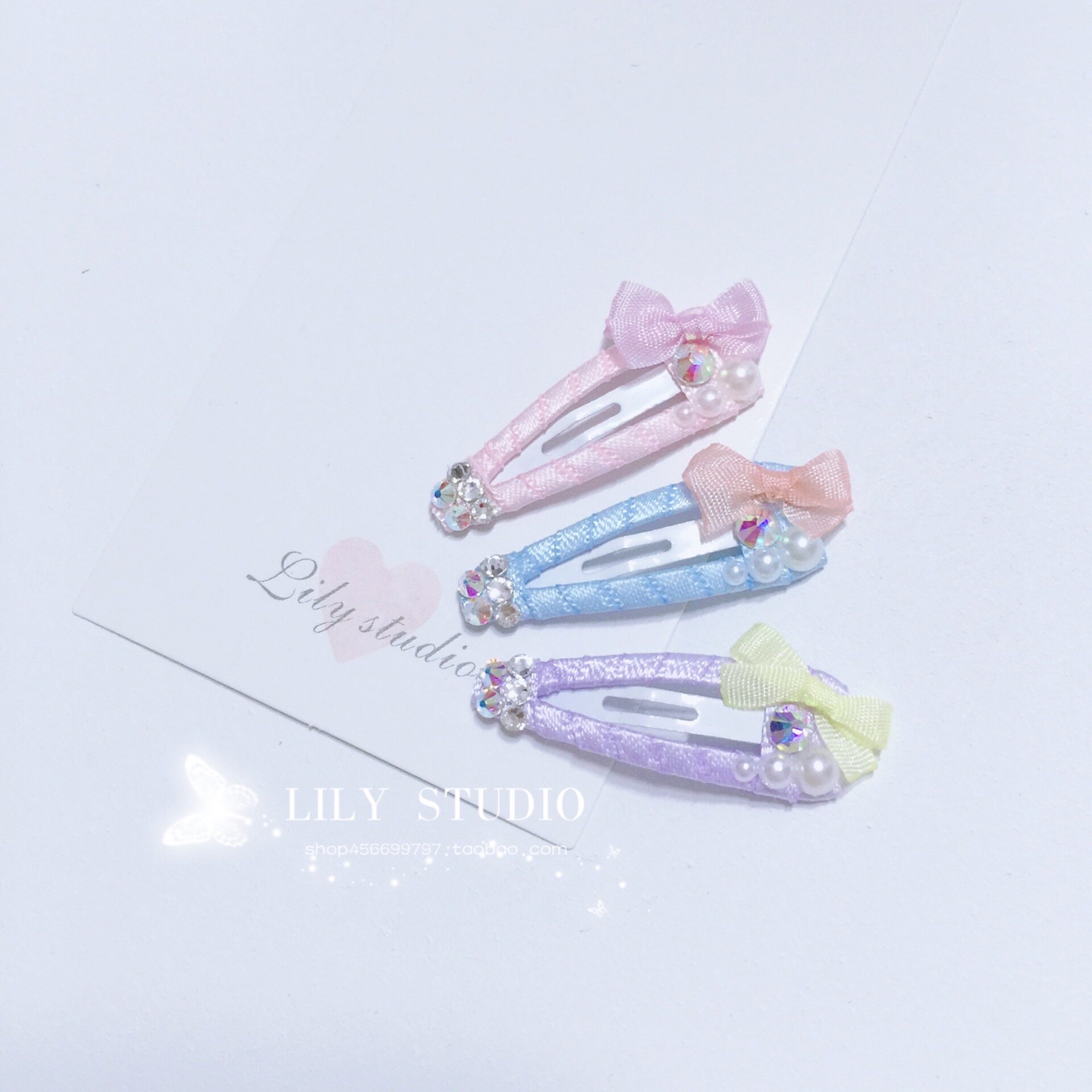 Lily studio handmade pet headdress Teddy Yorkshire Schmalzies pearl bow BB clip