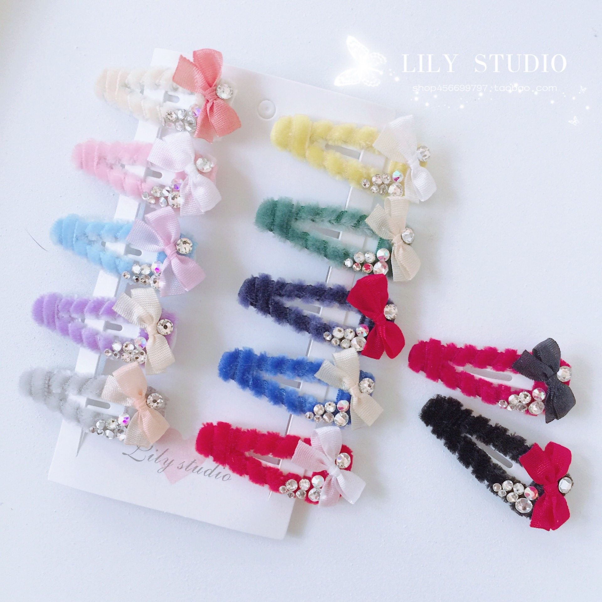 Lily studio handmade pet headwear Teddy Yorkshire Marzis plush BB clip imported drill