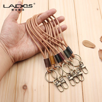 LAXS Car Key Buckle Genuine Leather Brief Bull Leather Rope Korean Hand Wristband Spoon Ring Creative Gift Lock Spoon Custom
