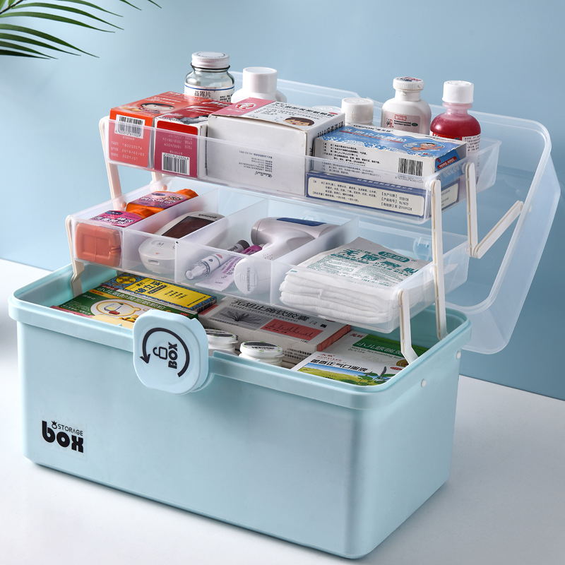 Home Medicine Box Large Capacity First Aid Box Medical Outpatient Plastic Storage Box Family Full Portable Emergency Medicine Box