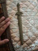 Qing Dynasty and Republic of China copper Kongming sword paper knife letter opener total length 22 5CM